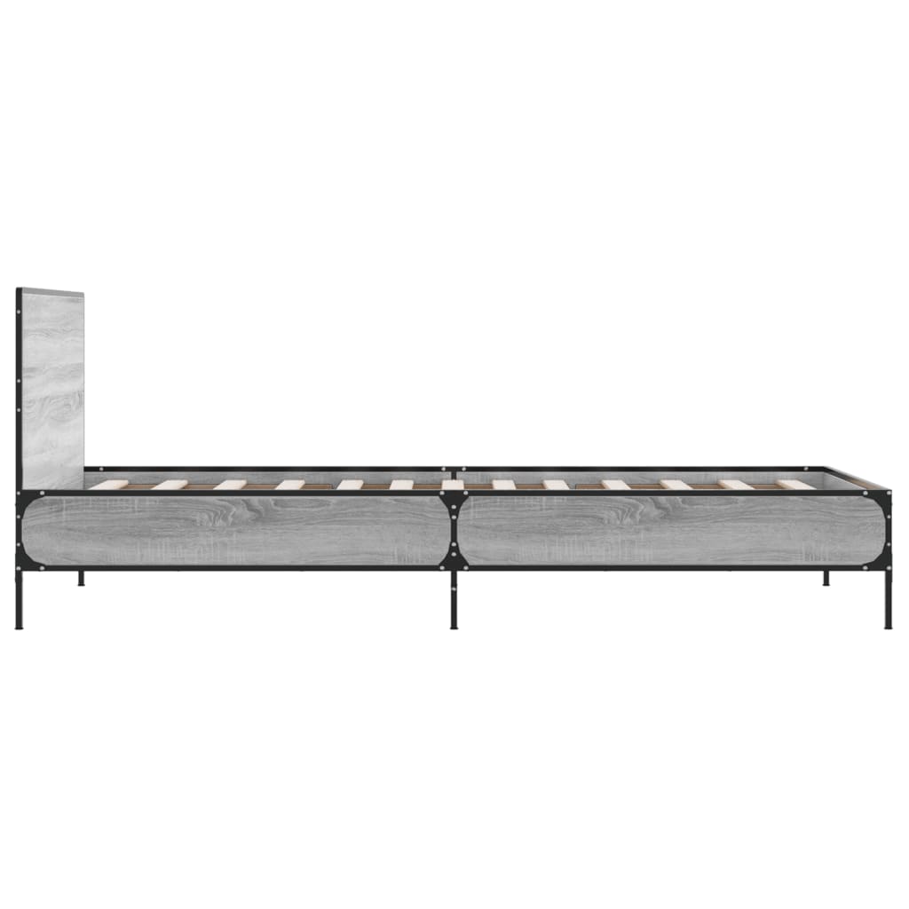 sengeramme 75x190 cm konstrueret træ og metal grå sonoma-eg