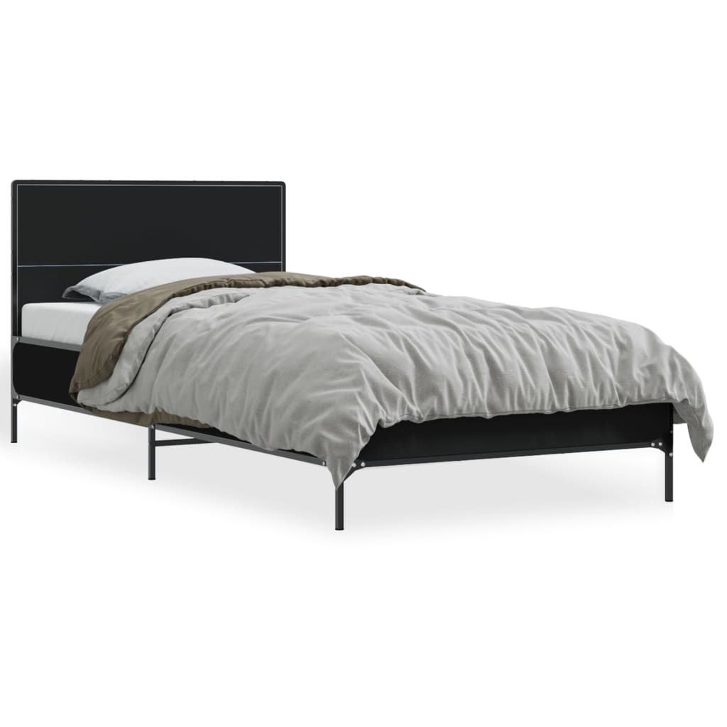 sengeramme 90x190 cm konstrueret træ og metal sort