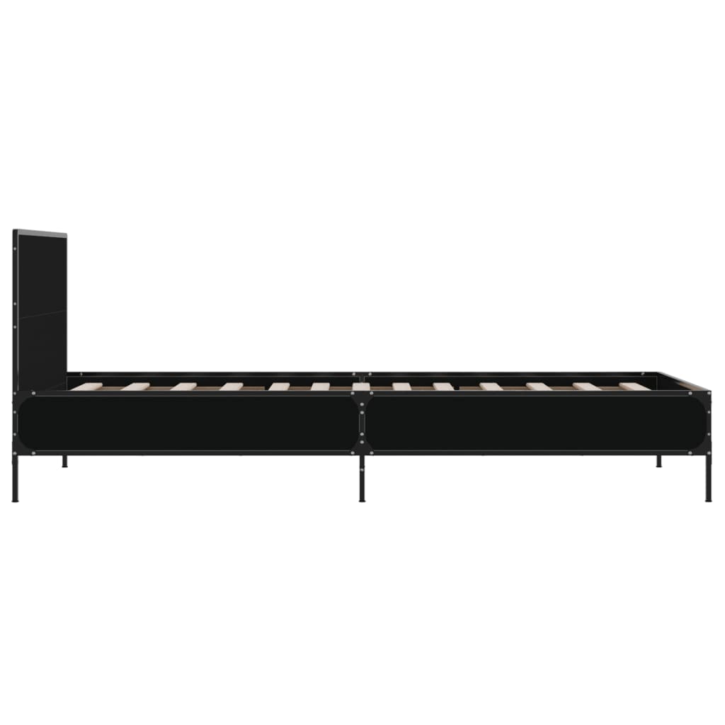 sengeramme 90x190 cm konstrueret træ og metal sort