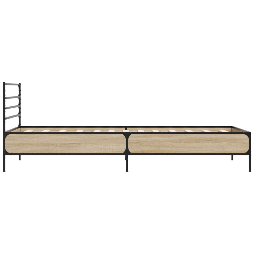 sengeramme 90x200 cm konstrueret træ og metal sonoma-eg