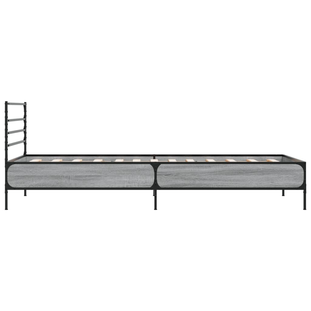 sengeramme 100x200 cm konstrueret træ og metal grå sonoma-eg