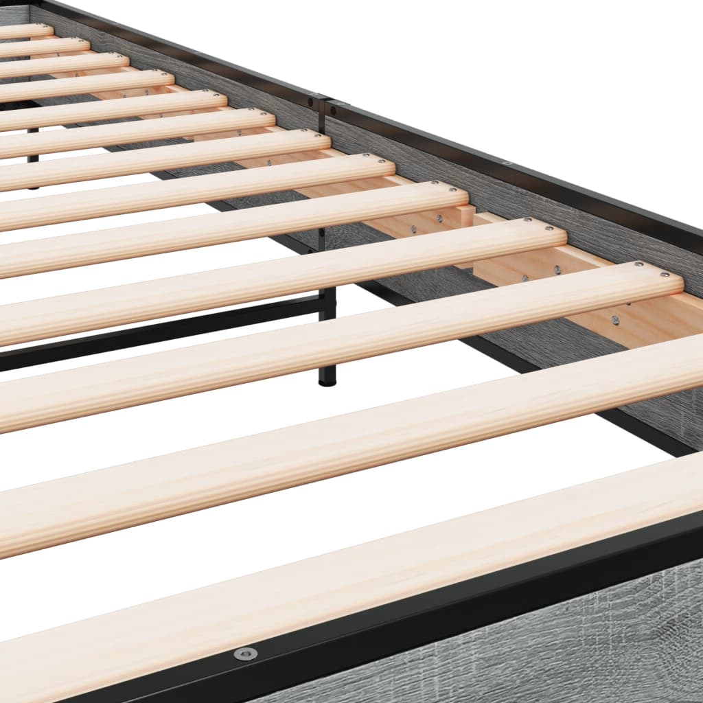 sengeramme 100x200 cm konstrueret træ og metal grå sonoma-eg