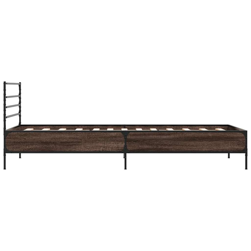 sengeramme 100x200 cm konstrueret træ og metal brunt egetræ