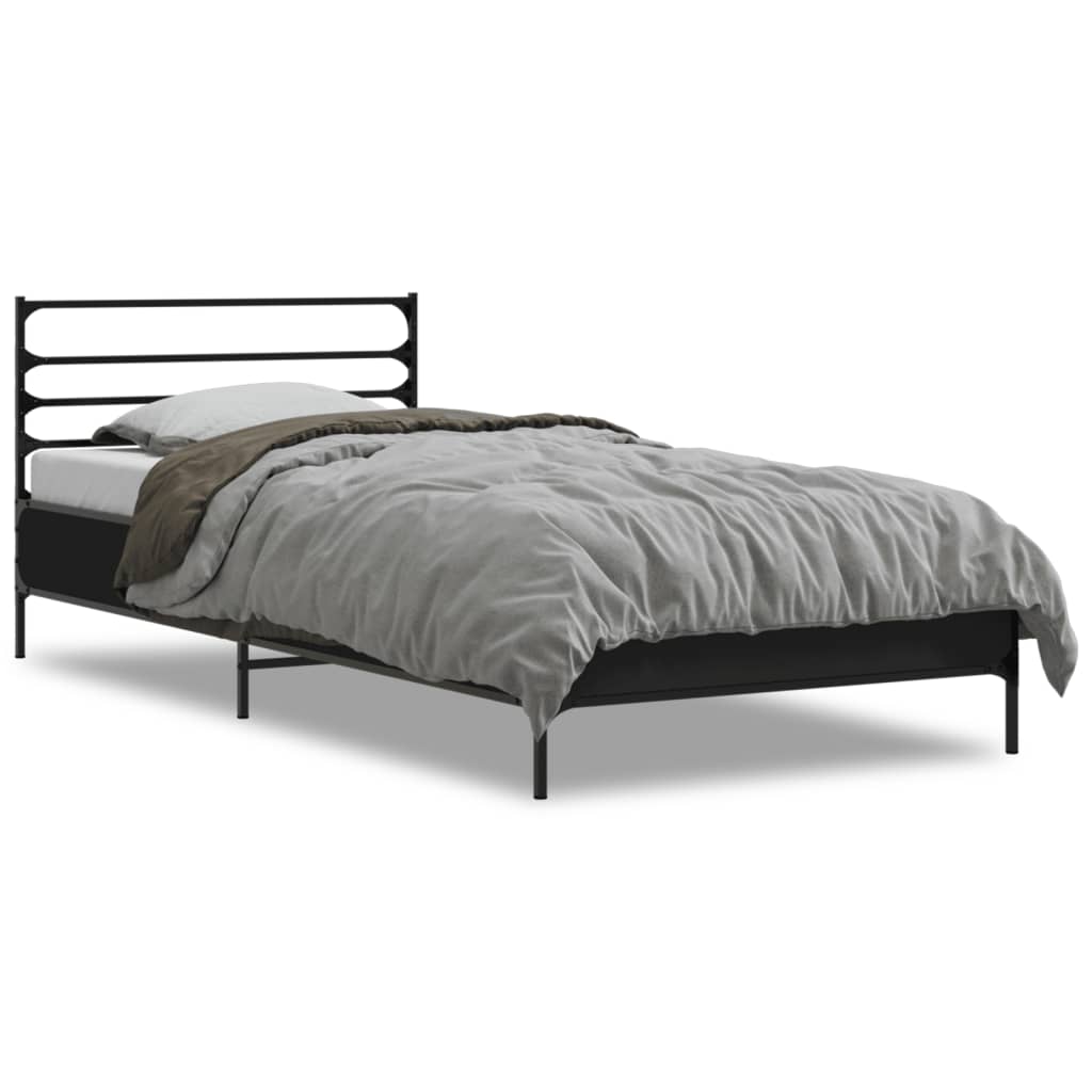 sengeramme 75x190 cm konstrueret træ og metal sort