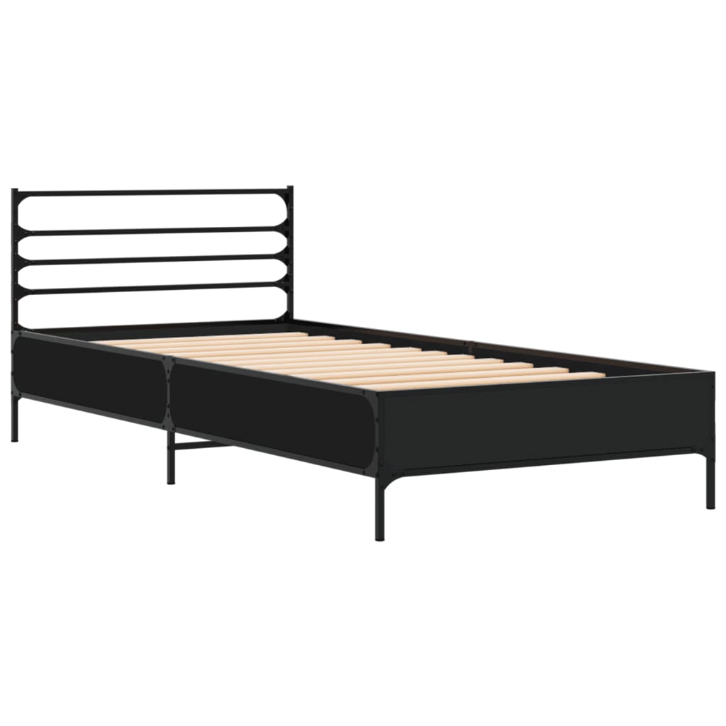 sengeramme 75x190 cm konstrueret træ og metal sort