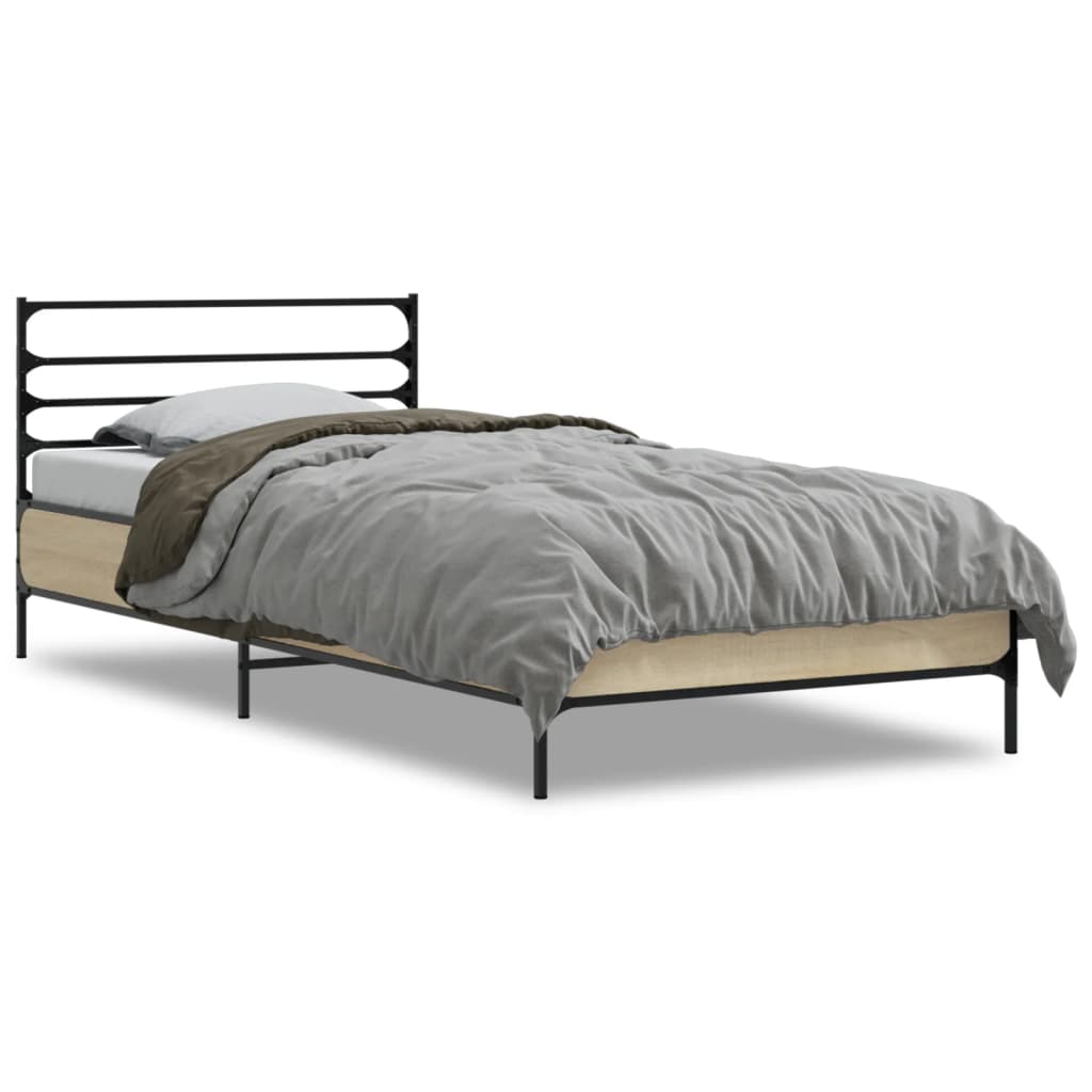 sengeramme 75x190 cm konstrueret træ og metal sonoma-eg