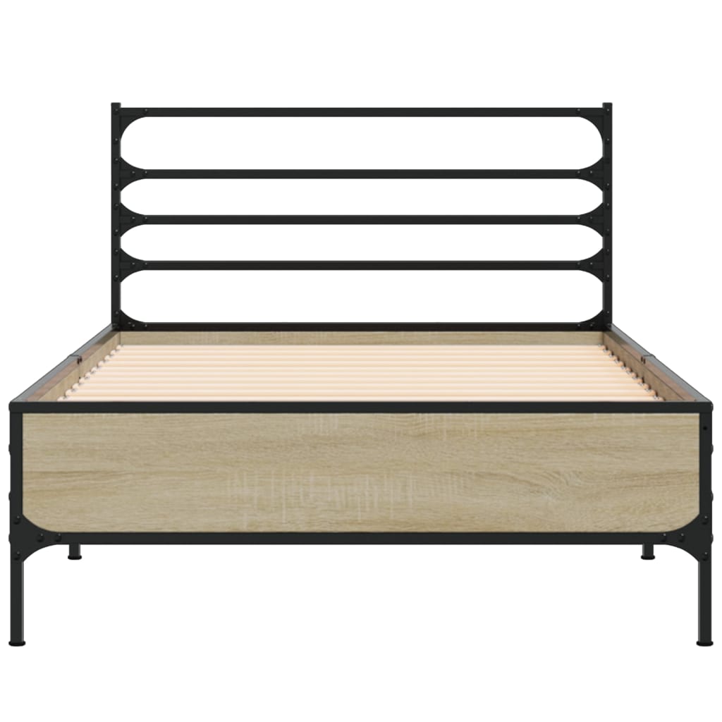 sengeramme 75x190 cm konstrueret træ og metal sonoma-eg