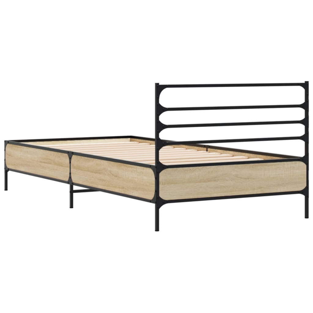 sengeramme 75x190 cm konstrueret træ og metal sonoma-eg