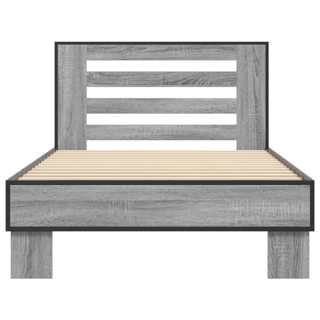 sengeramme 100x200 cm konstrueret træ og metal grå sonoma-eg