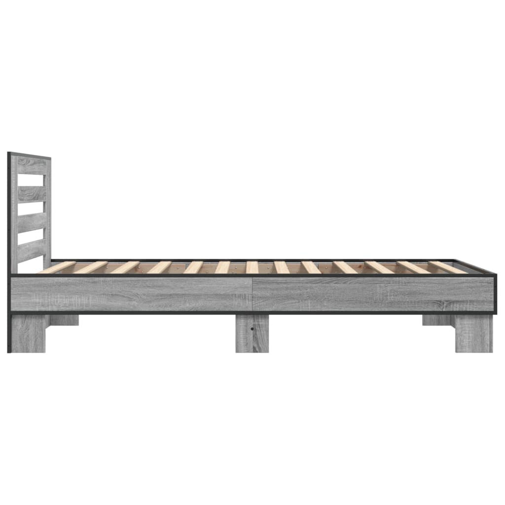 sengeramme 100x200 cm konstrueret træ og metal grå sonoma-eg