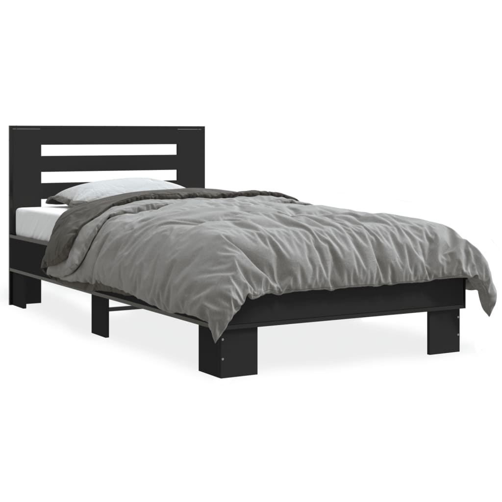sengeramme 75x190 cm konstrueret træ og metal sort