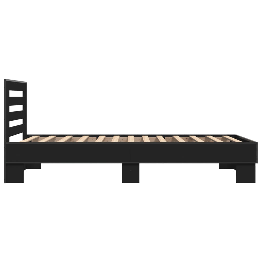 sengeramme 75x190 cm konstrueret træ og metal sort
