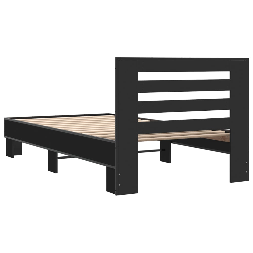 sengeramme 75x190 cm konstrueret træ og metal sort