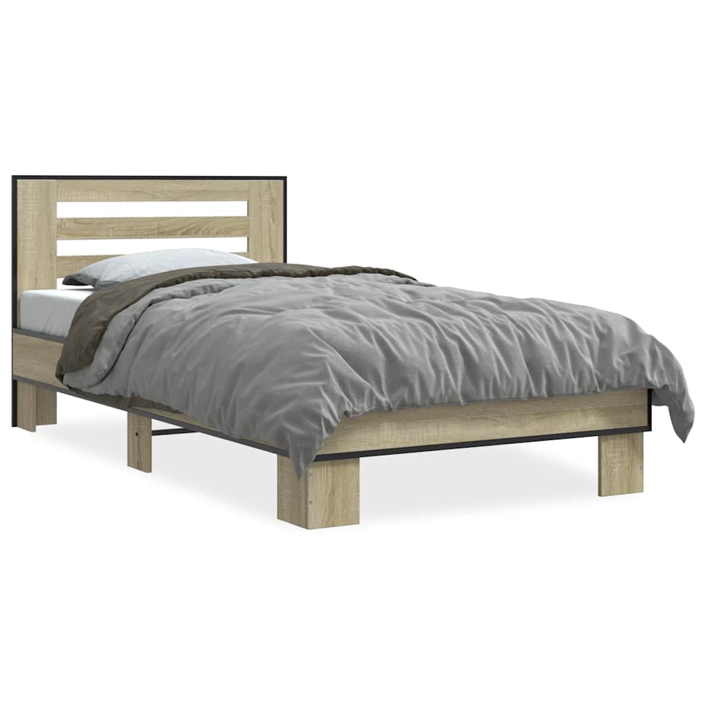 sengeramme 75x190 cm konstrueret træ og metal sonoma-eg