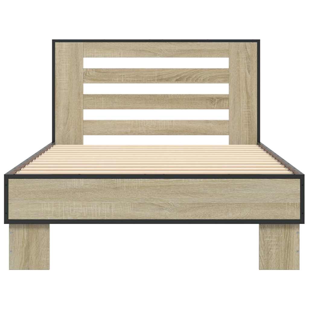 sengeramme 75x190 cm konstrueret træ og metal sonoma-eg