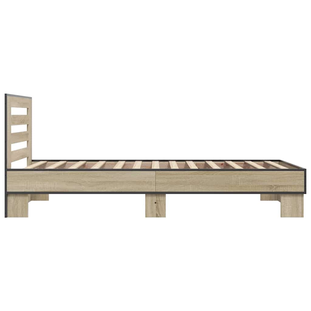 sengeramme 75x190 cm konstrueret træ og metal sonoma-eg
