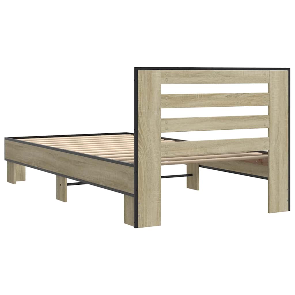 sengeramme 75x190 cm konstrueret træ og metal sonoma-eg