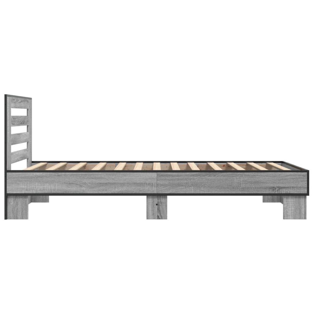 sengeramme 75x190 cm konstrueret træ og metal grå sonoma-eg