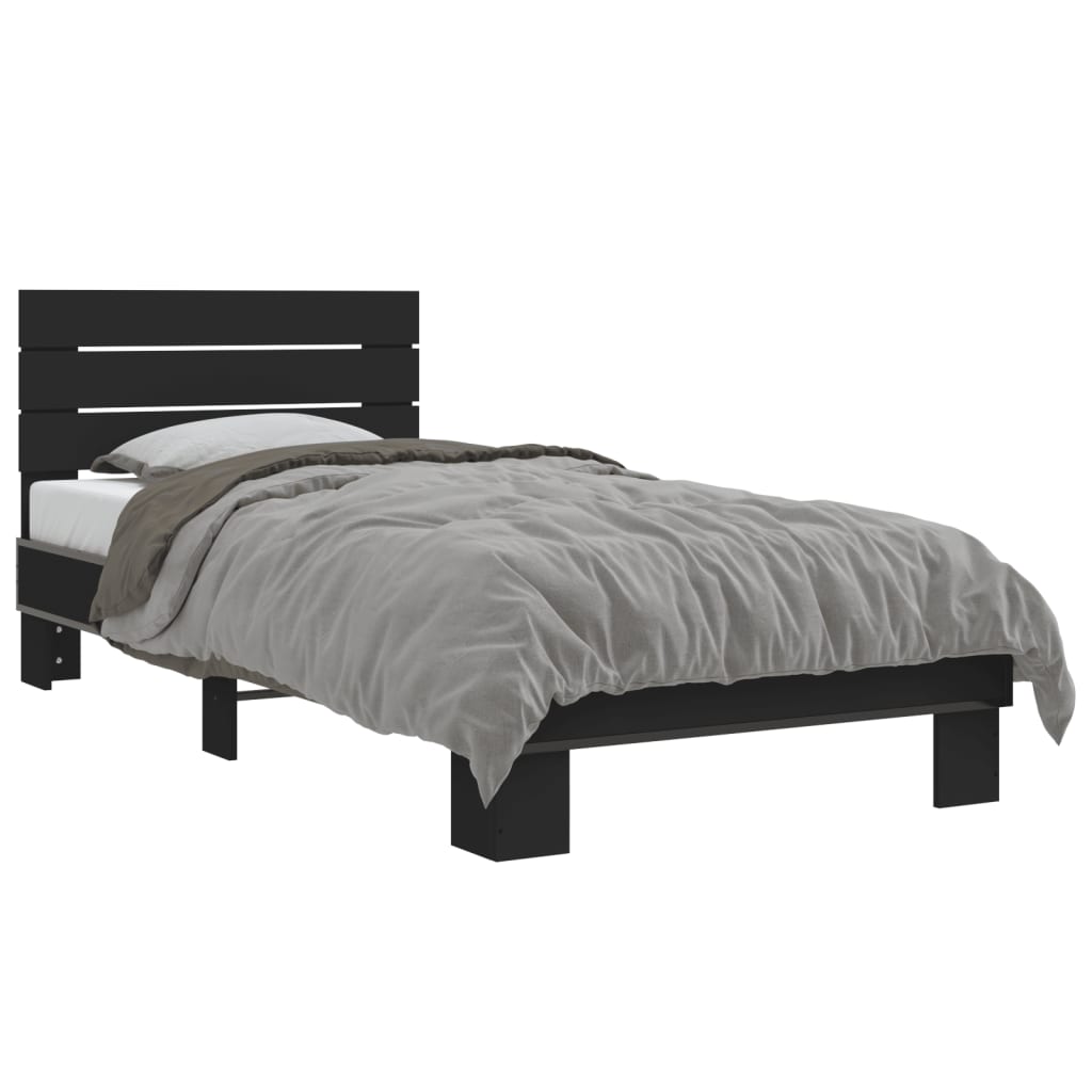 sengeramme 90x200 cm konstrueret træ og metal sort