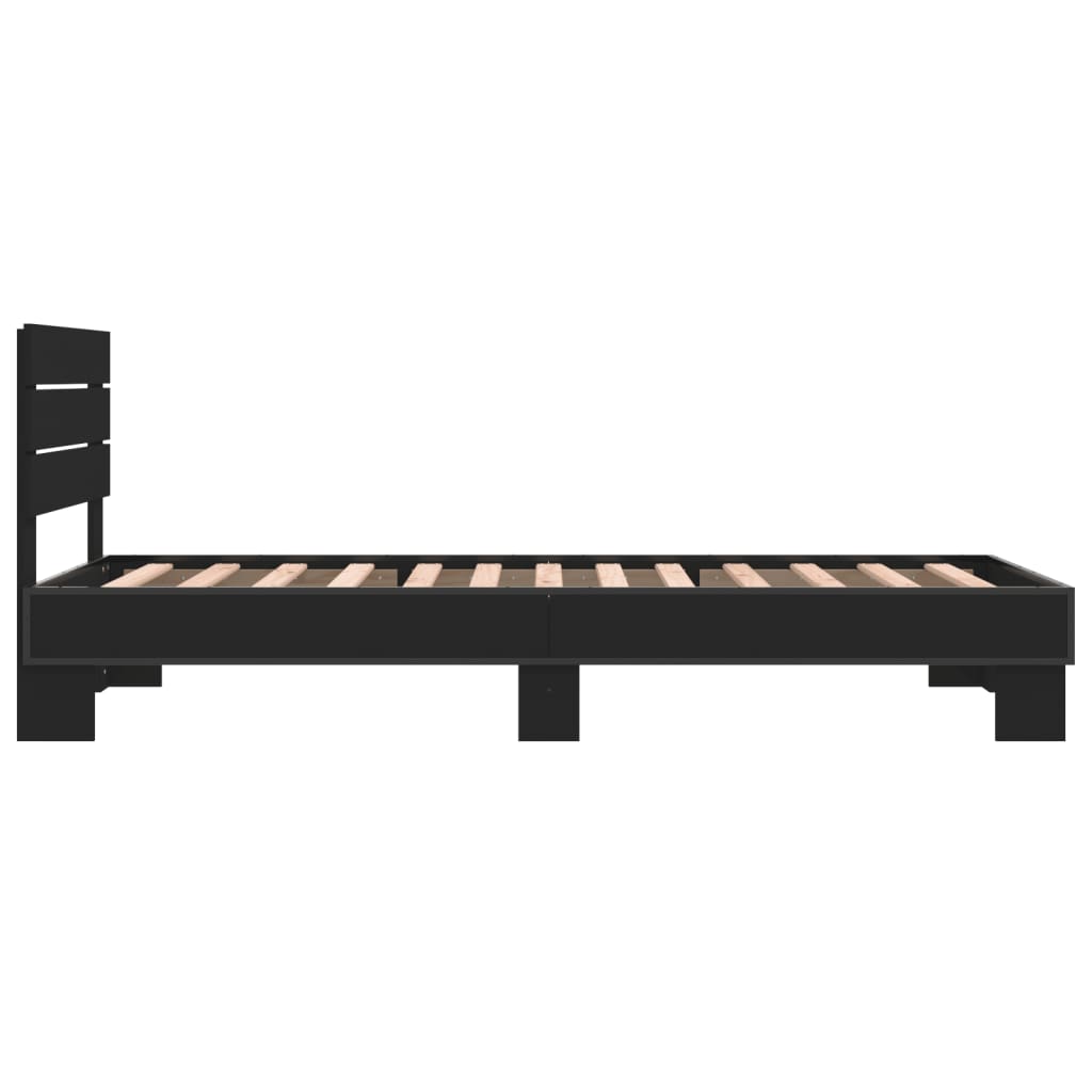 sengeramme 90x200 cm konstrueret træ og metal sort