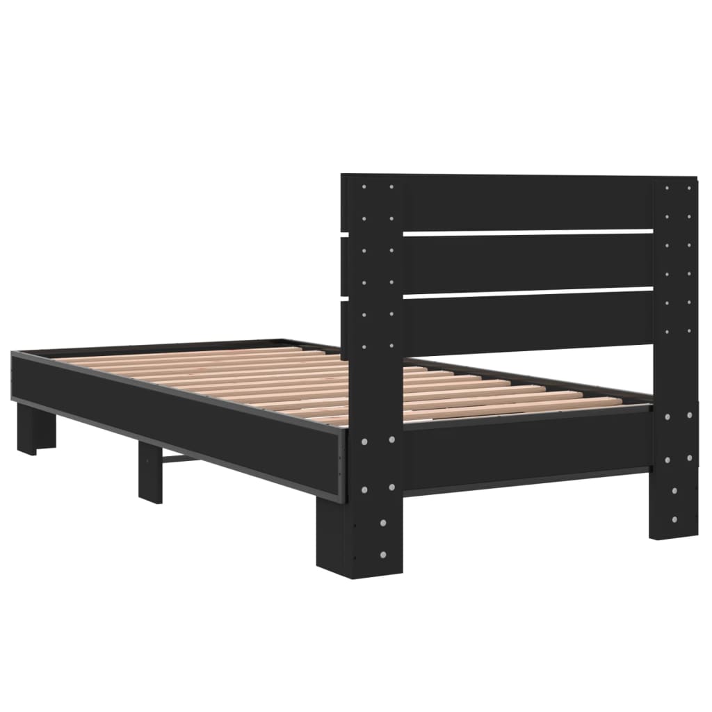 sengeramme 90x200 cm konstrueret træ og metal sort