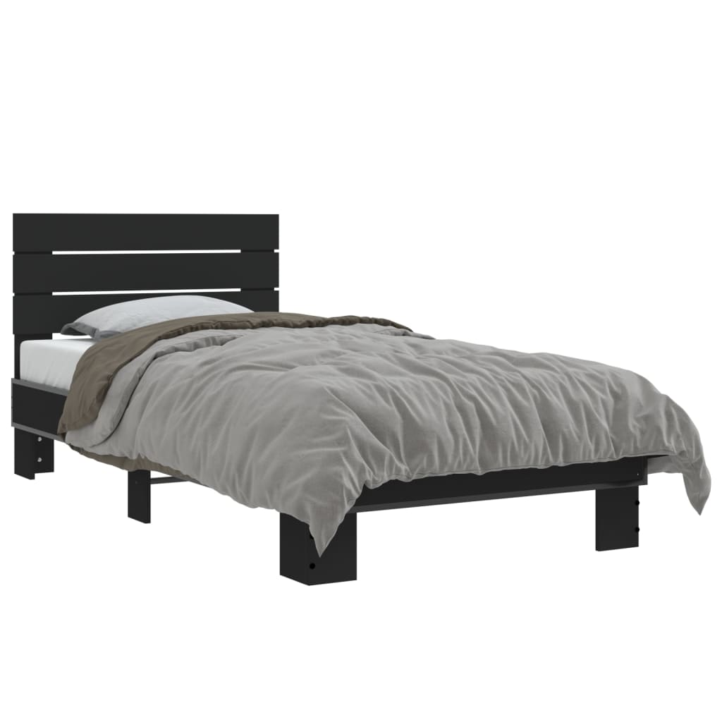 sengeramme 75x190 cm konstrueret træ og metal sort