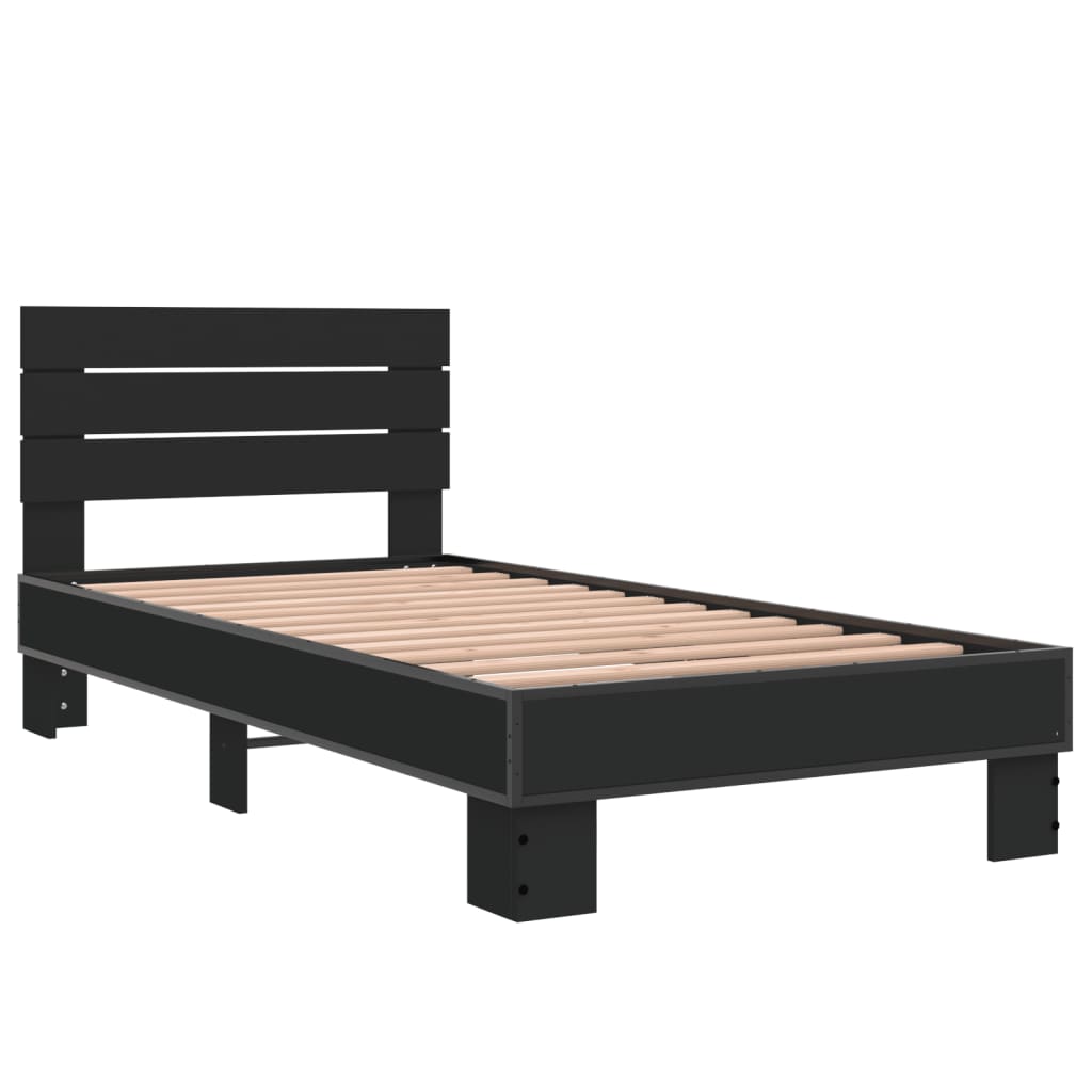 sengeramme 75x190 cm konstrueret træ og metal sort