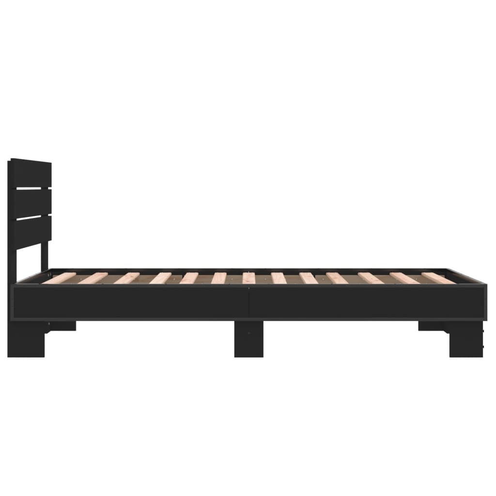 sengeramme 75x190 cm konstrueret træ og metal sort