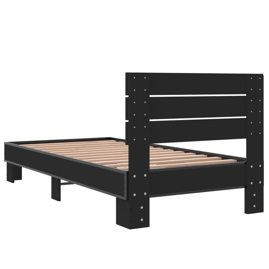 sengeramme 75x190 cm konstrueret træ og metal sort