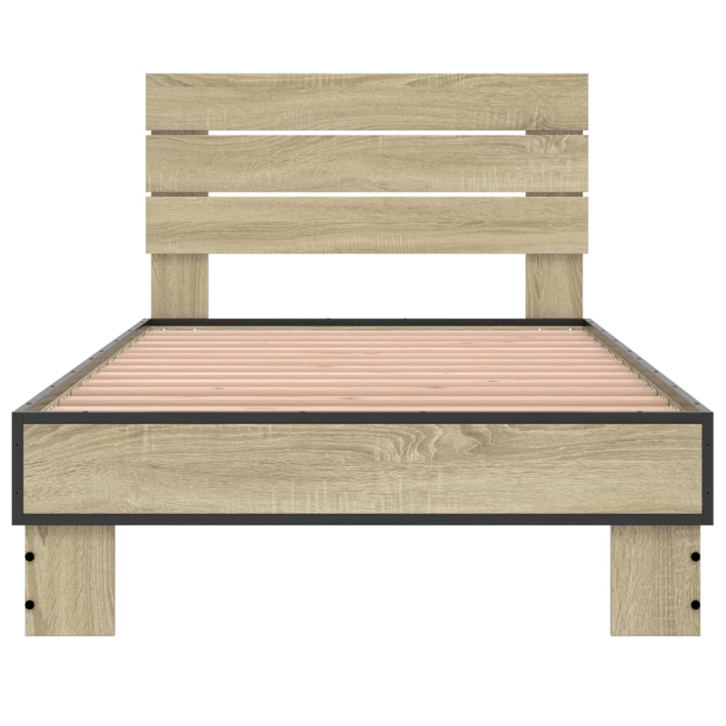 sengeramme 90x190 cm konstrueret træ og metal sonoma-eg