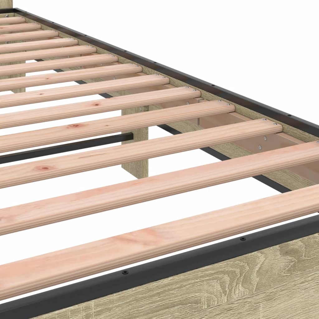 sengeramme 90x190 cm konstrueret træ og metal sonoma-eg