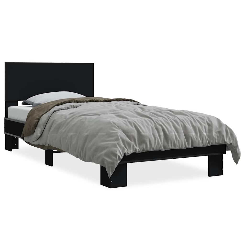 sengeramme 75x190 cm konstrueret træ og metal sort