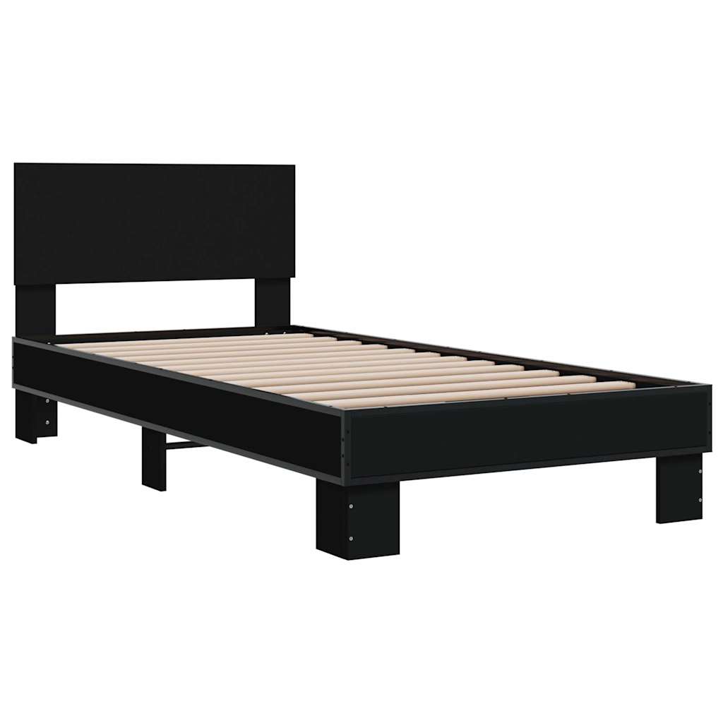sengeramme 75x190 cm konstrueret træ og metal sort