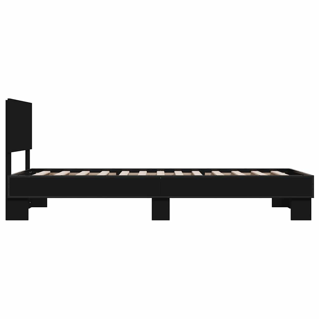 sengeramme 75x190 cm konstrueret træ og metal sort