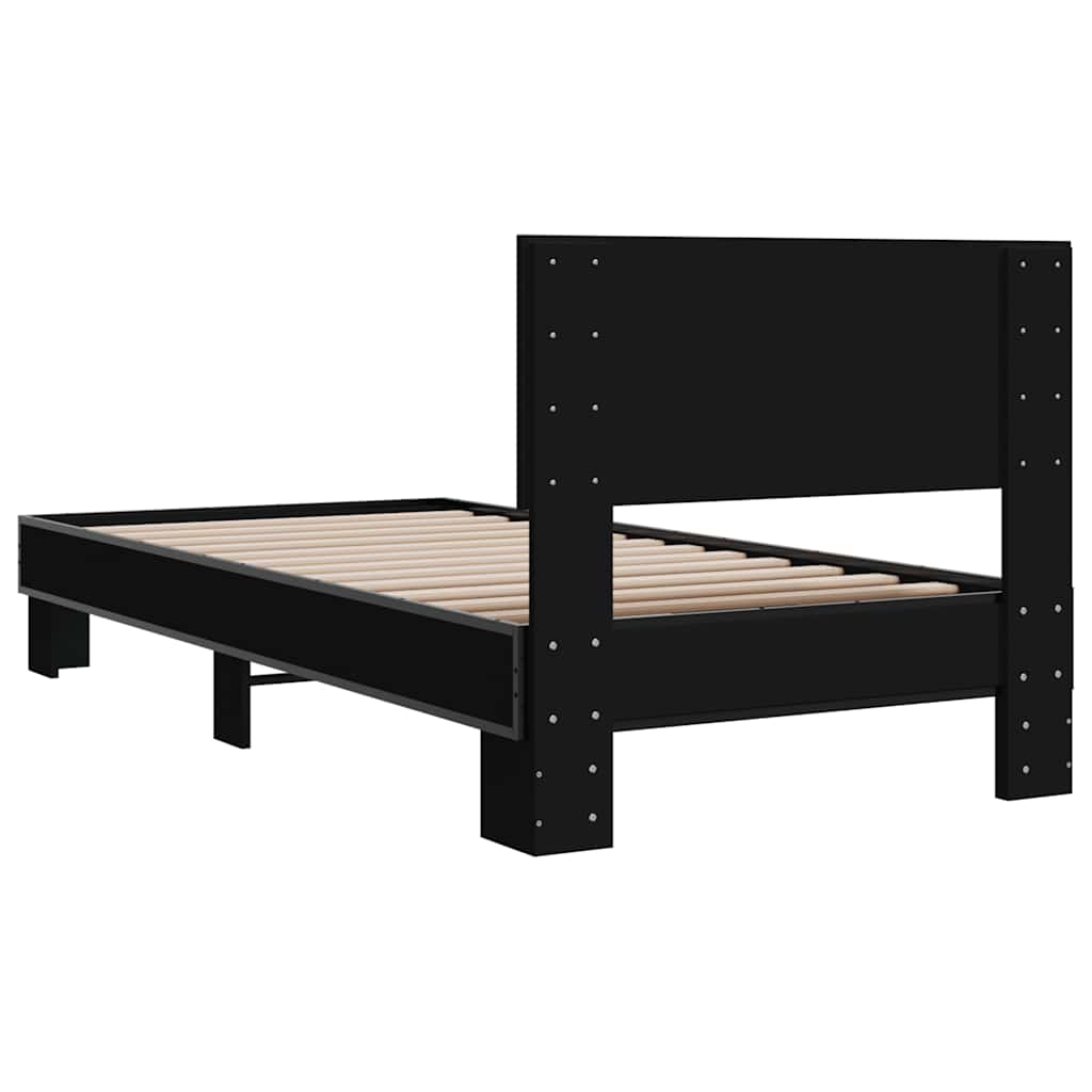 sengeramme 75x190 cm konstrueret træ og metal sort
