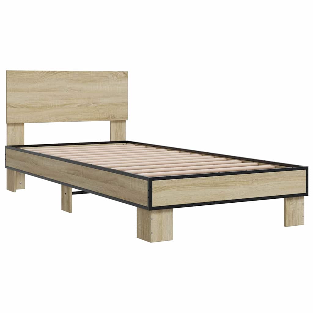 sengeramme 75x190 cm konstrueret træ og metal sonoma-eg