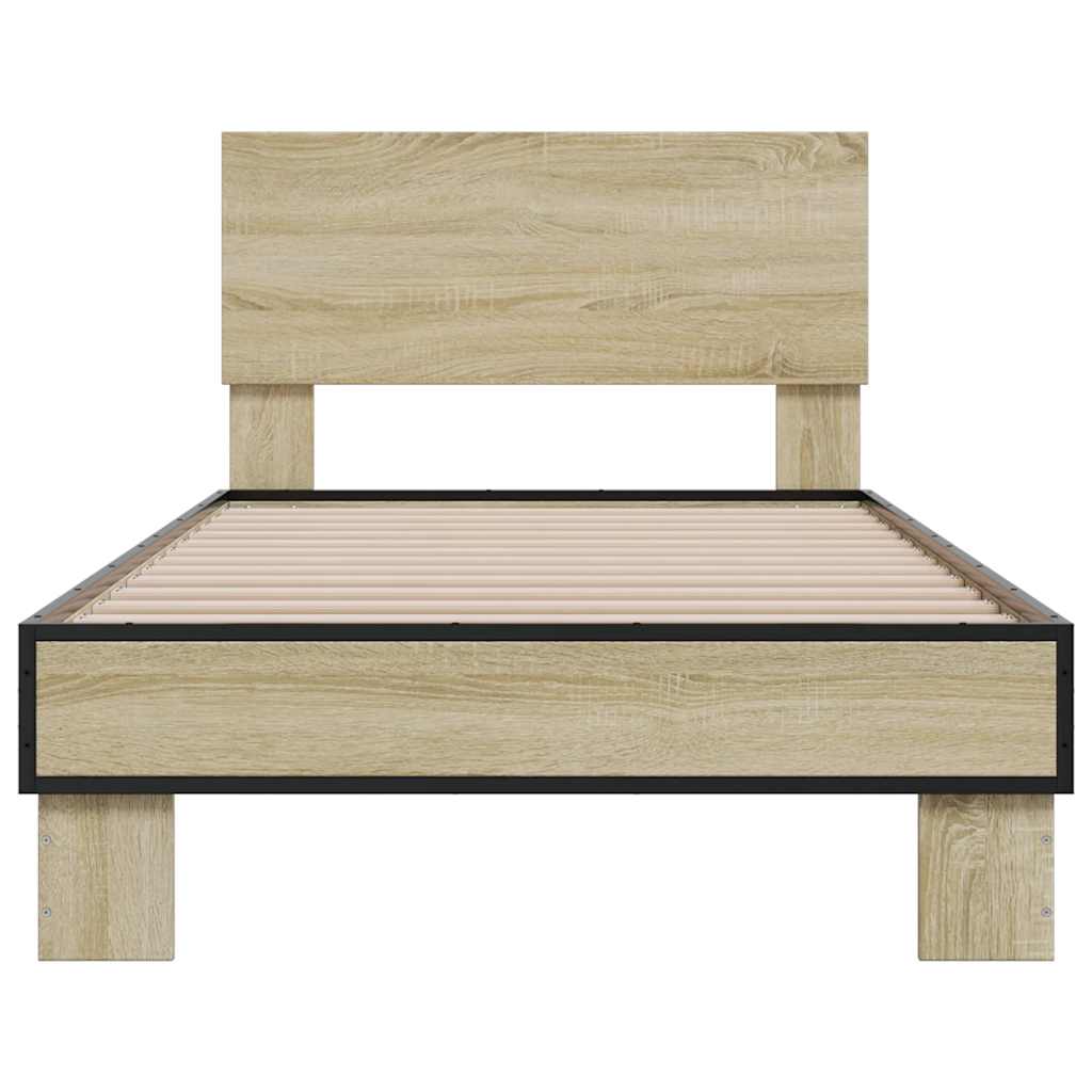 sengeramme 75x190 cm konstrueret træ og metal sonoma-eg
