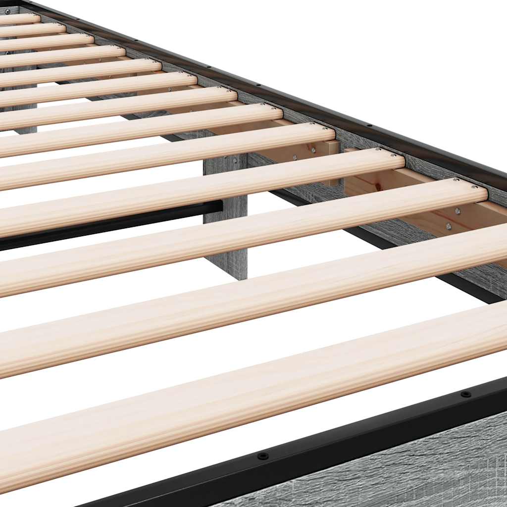 sengeramme 75x190 cm konstrueret træ og metal grå sonoma-eg