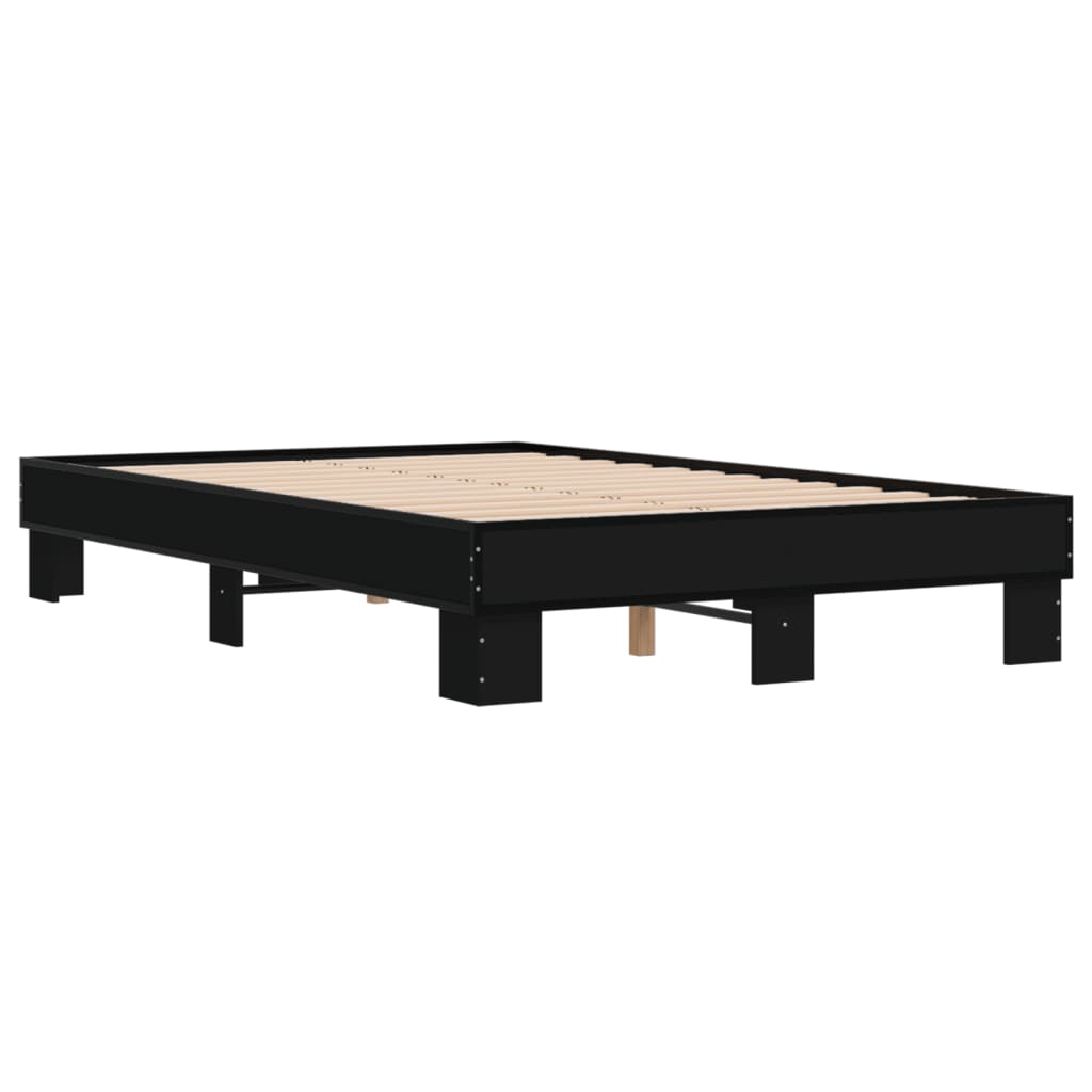 sengestel 120x200 cm konstrueret træ og metal sort