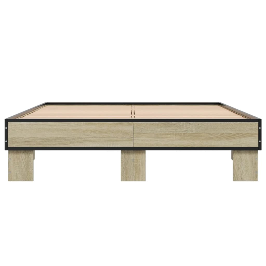 sengestel 120x200 cm konstrueret træ og metal sonoma-eg