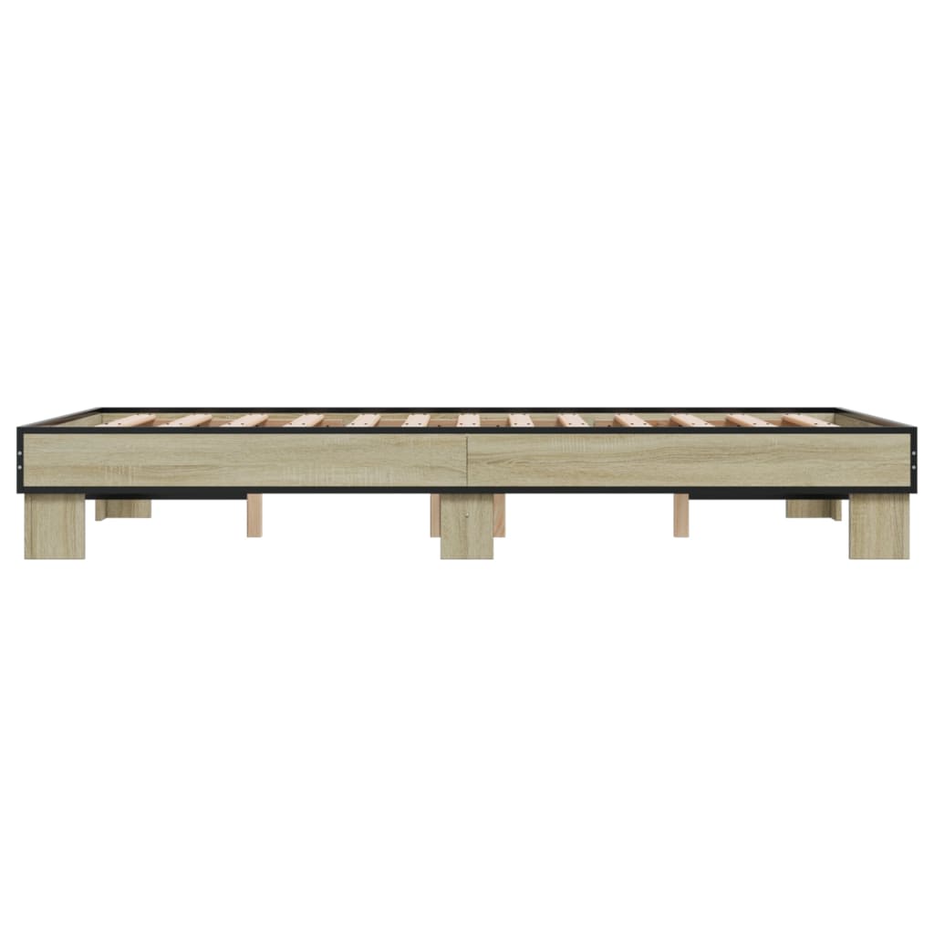 sengestel 120x200 cm konstrueret træ og metal sonoma-eg