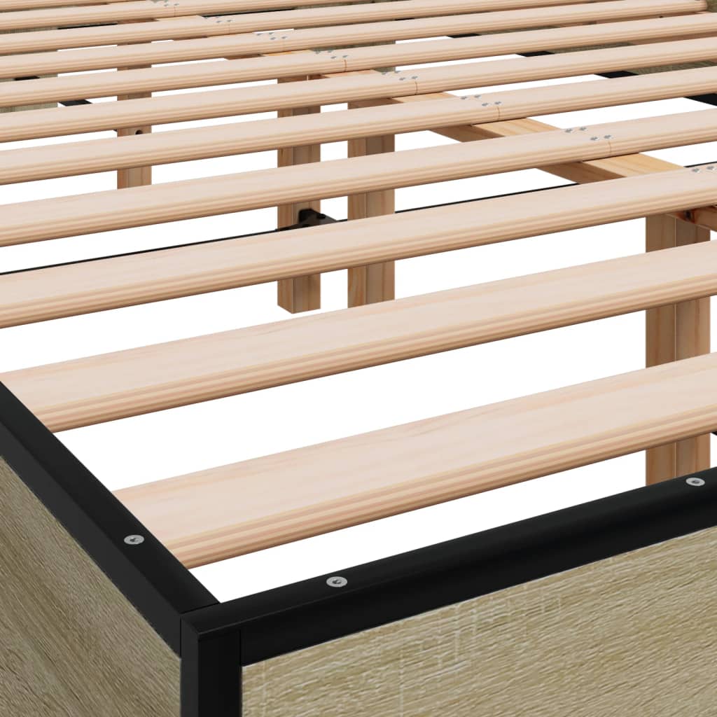 sengestel 120x200 cm konstrueret træ og metal sonoma-eg