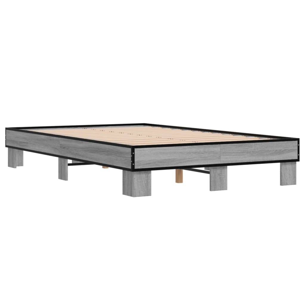 sengestel 120x200 cm konstrueret træ og metal grå sonoma-eg