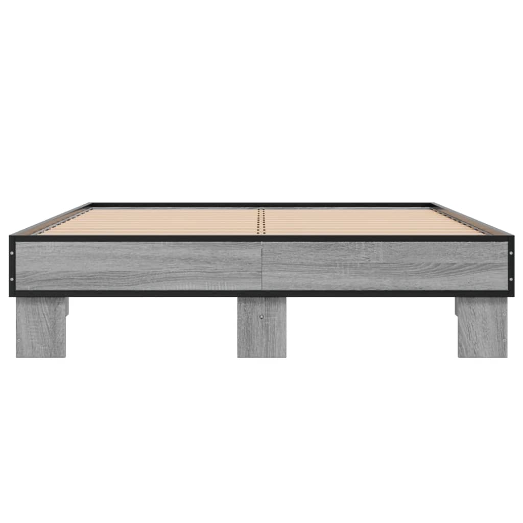 sengestel 120x200 cm konstrueret træ og metal grå sonoma-eg