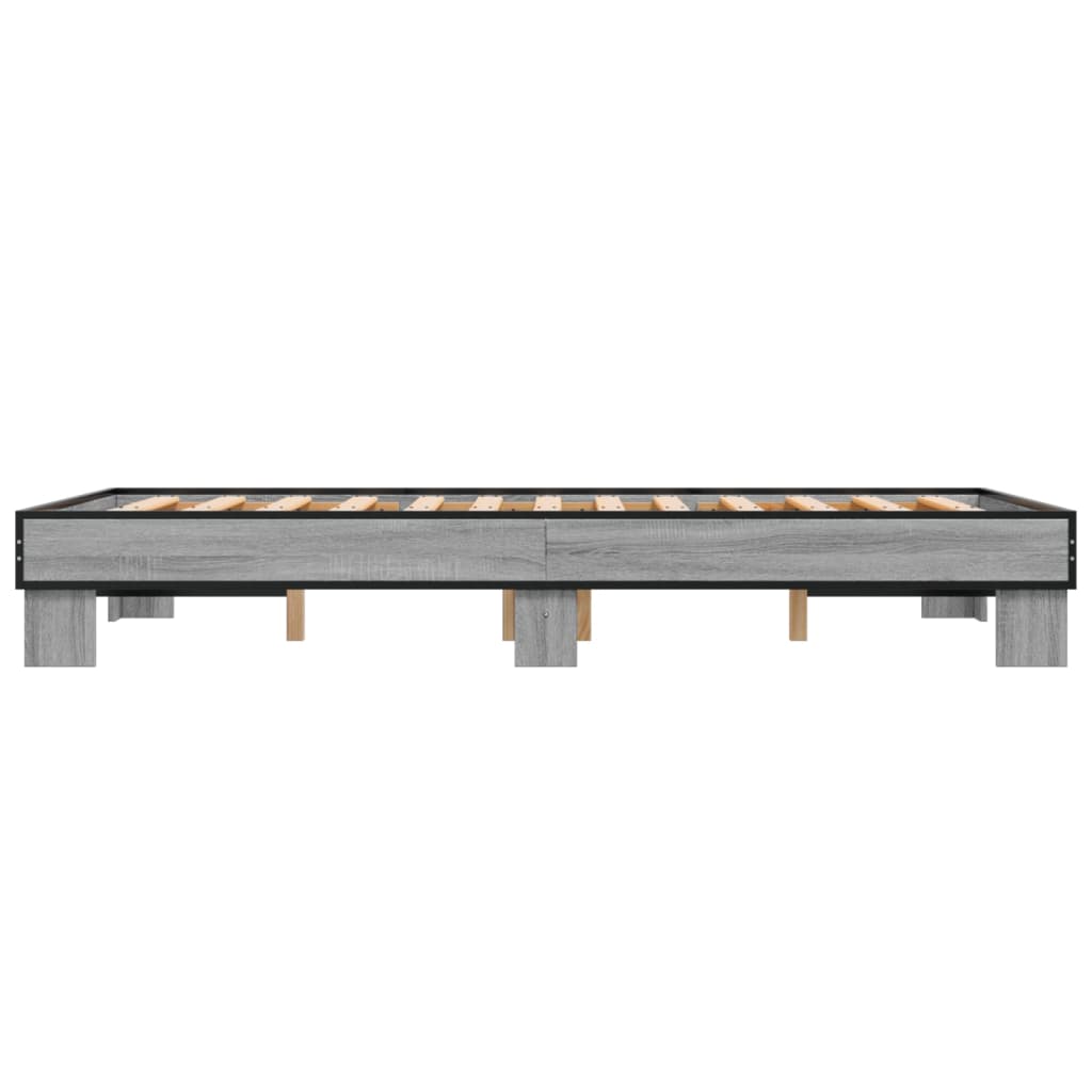 sengestel 120x200 cm konstrueret træ og metal grå sonoma-eg