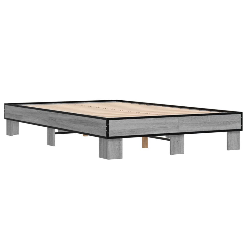 sengestel 120x200 cm konstrueret træ og metal grå sonoma-eg