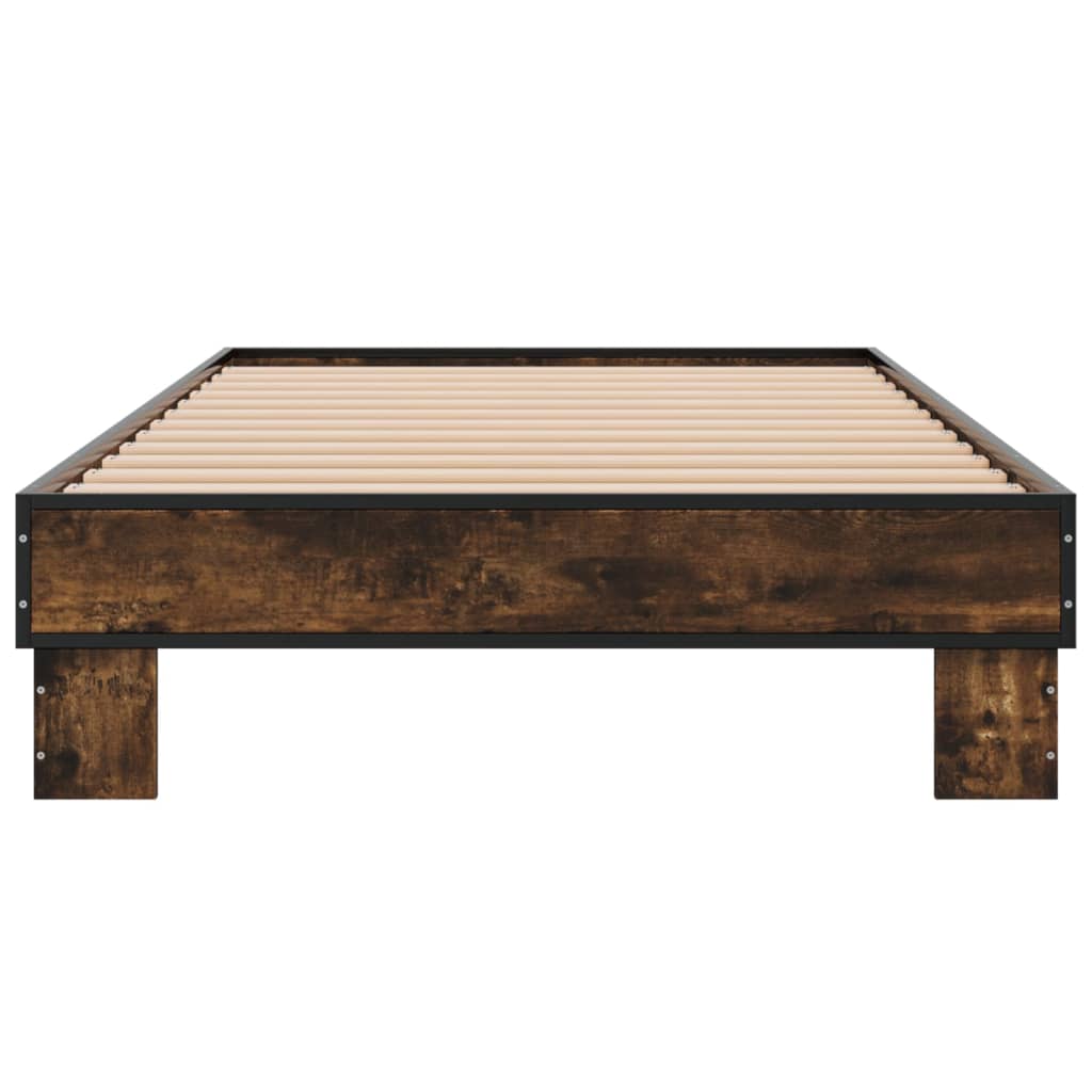 sengeramme 100x200 cm konstrueret træ og metal røget eg