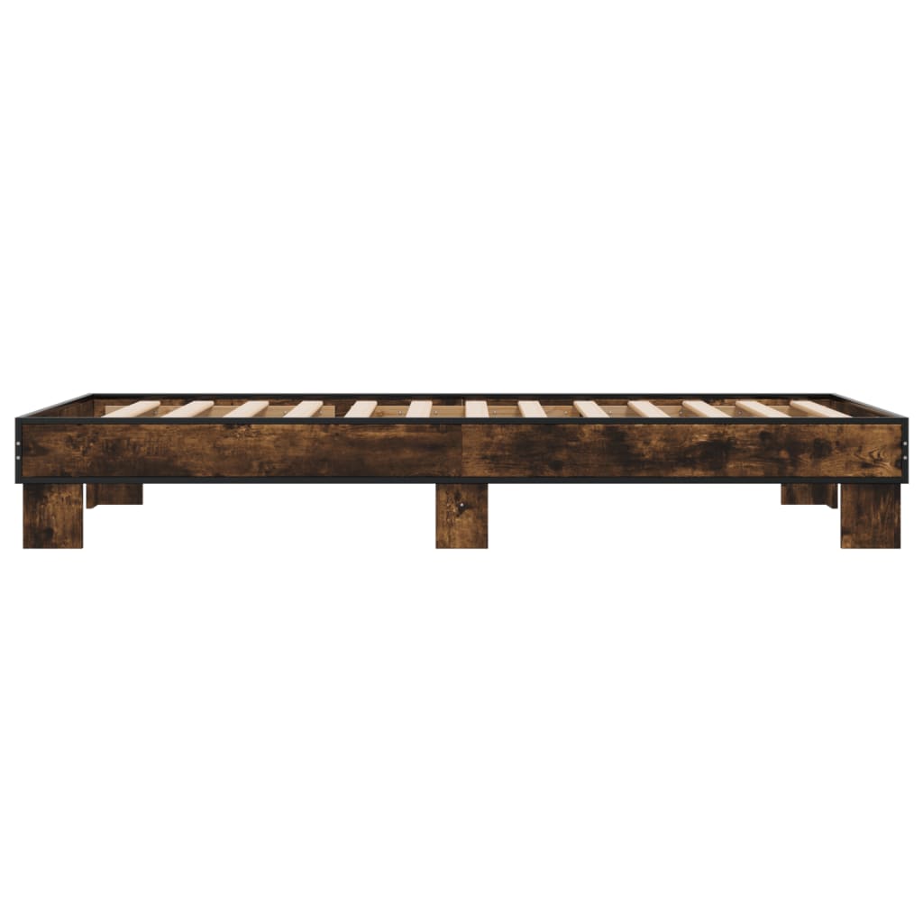 sengeramme 100x200 cm konstrueret træ og metal røget eg