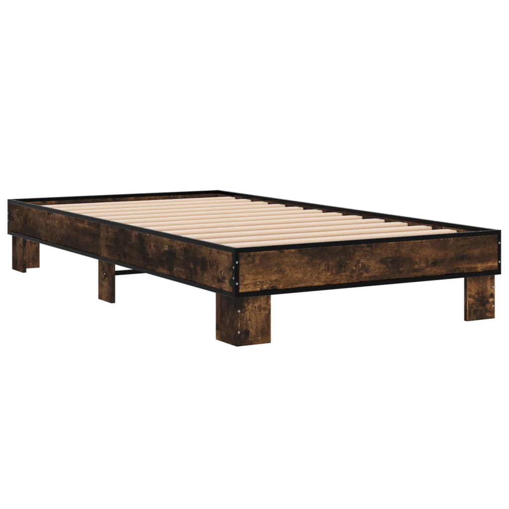 sengeramme 100x200 cm konstrueret træ og metal røget eg