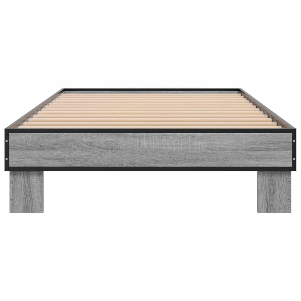 sengeramme 100x200 cm konstrueret træ og metal grå sonoma-eg
